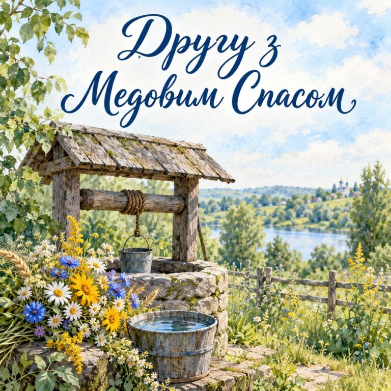 Другу з Медовим Спасом - листівка з привітанням з Медовим Спасом