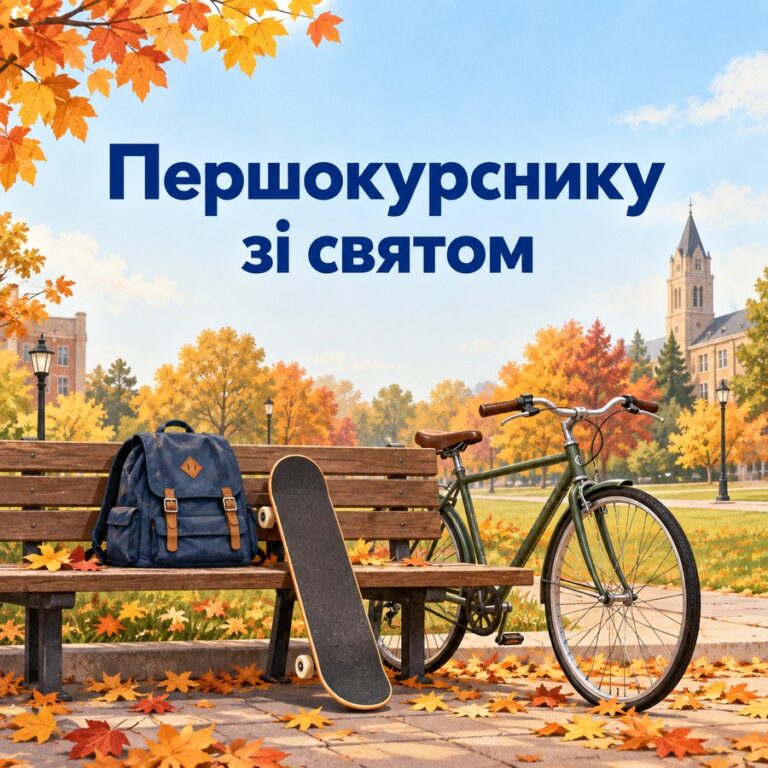 Першокурснику зі святом - листівка з привітанням з Днем студента
