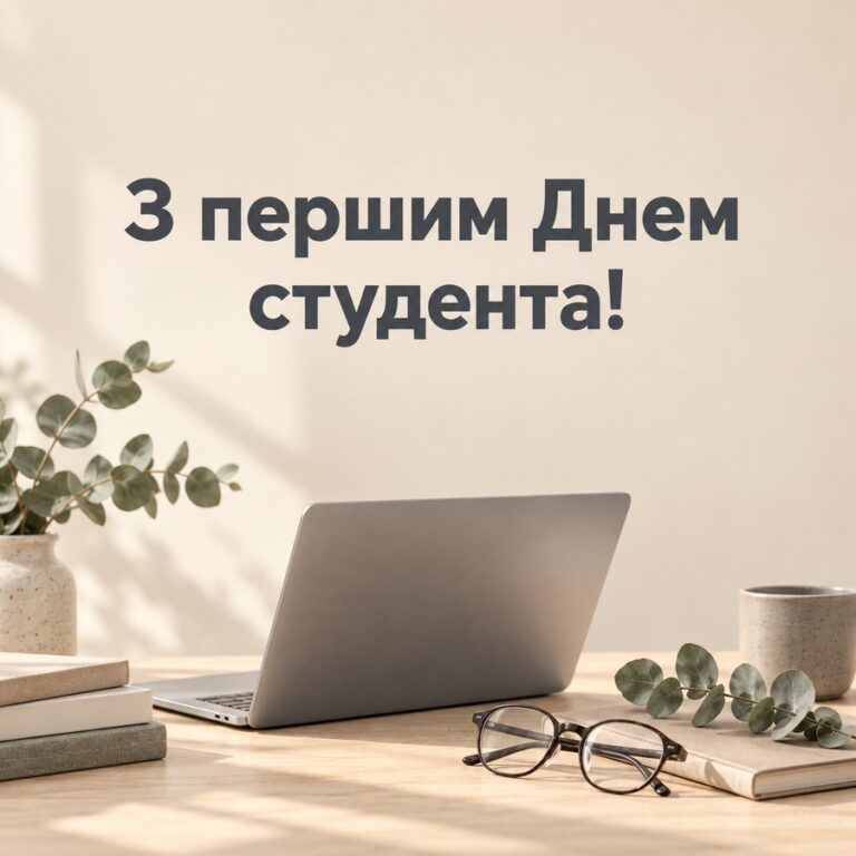З першим Днем студента! - листівка з привітанням з Днем студента