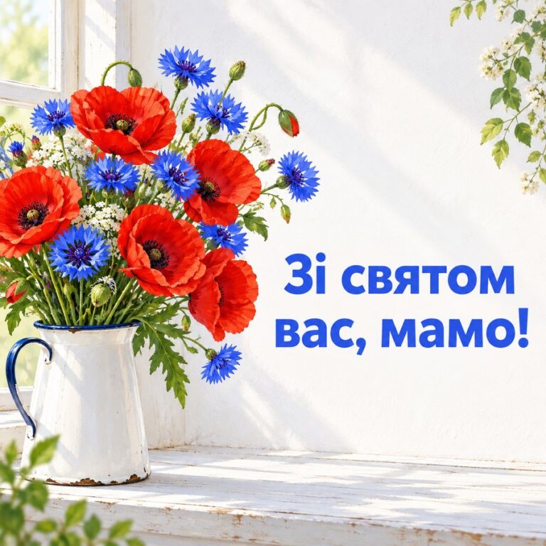 Зі святом вас, мамо! - листівка з привітанням з Днем народження свекрусі