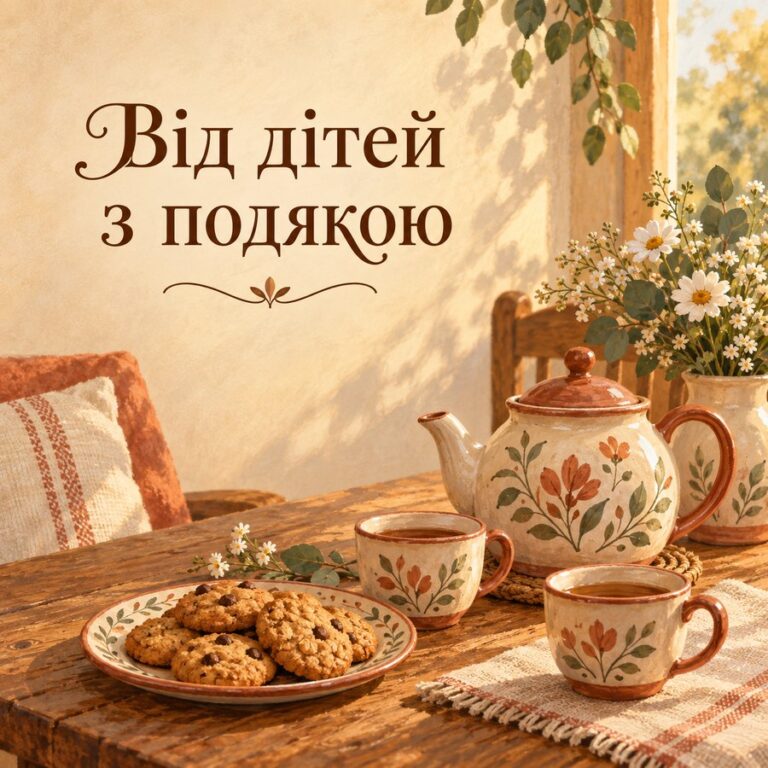 Від дітей з подякою - листівка з привітанням з Днем народження свекрусі
