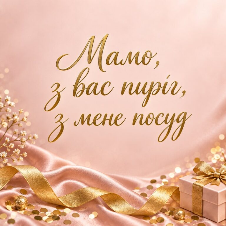 Мамо, з вас пиріг, з мене посуд - листівка з привітанням з Днем народження свекрусі