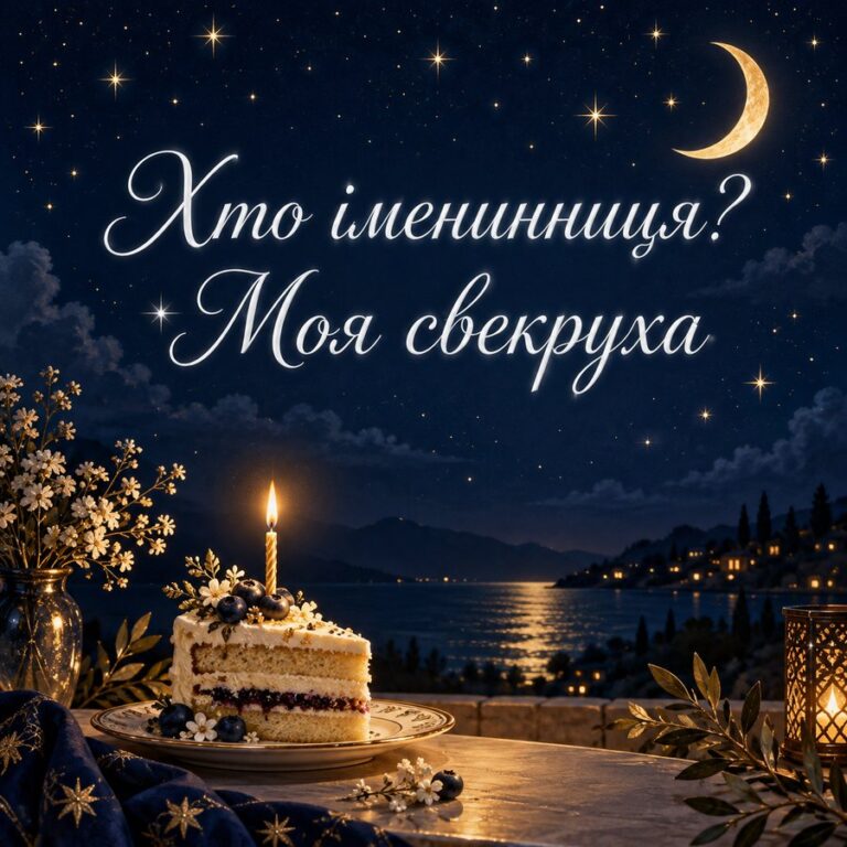 Хто іменинниця? Моя свекруха - листівка з привітанням з Днем народження свекрусі