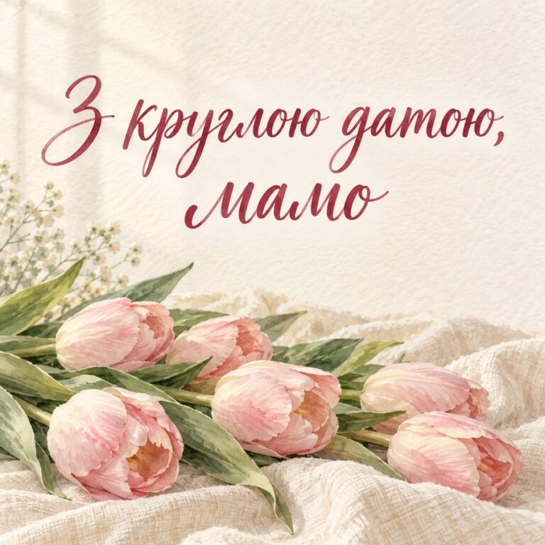З круглою датою, мамо - листівка з привітанням з Днем народження свекрусі