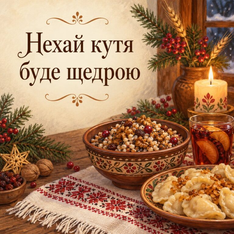 Нехай кутя буде щедрою - листівка з привітанням зі Святвечором