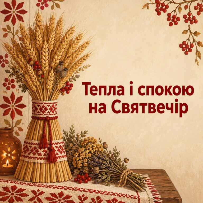 Тепла і спокою на Святвечір - листівка з привітанням зі Святвечором