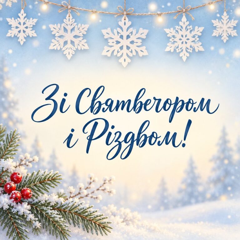 Зі Святвечором і Різдвом! - листівка з привітанням зі Святвечором