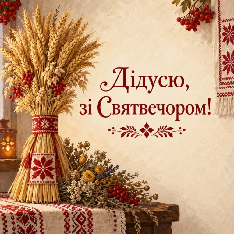 Дідусю, зі Святвечором! - листівка з привітанням зі Святвечором
