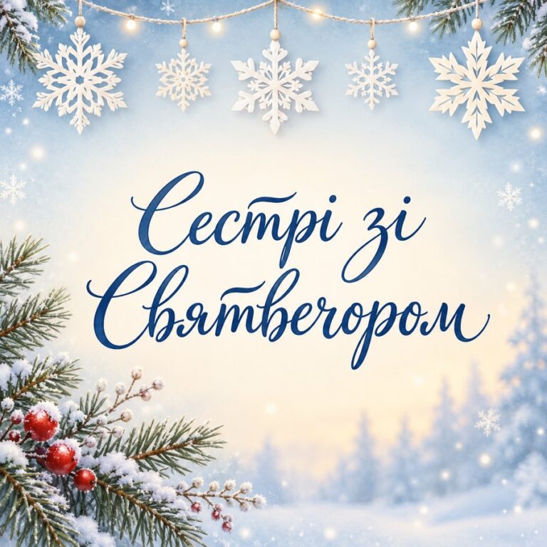 Сестрі зі Святвечором - листівка з привітанням зі Святвечором