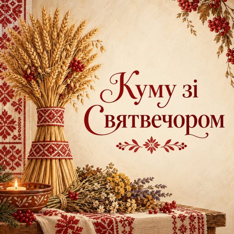 Куму зі Святвечором - листівка з привітанням зі Святвечором