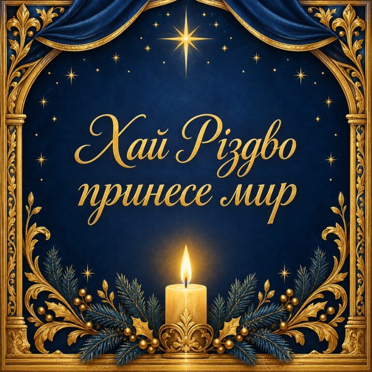 Хай Різдво принесе мир - листівка з привітанням зі Святвечором