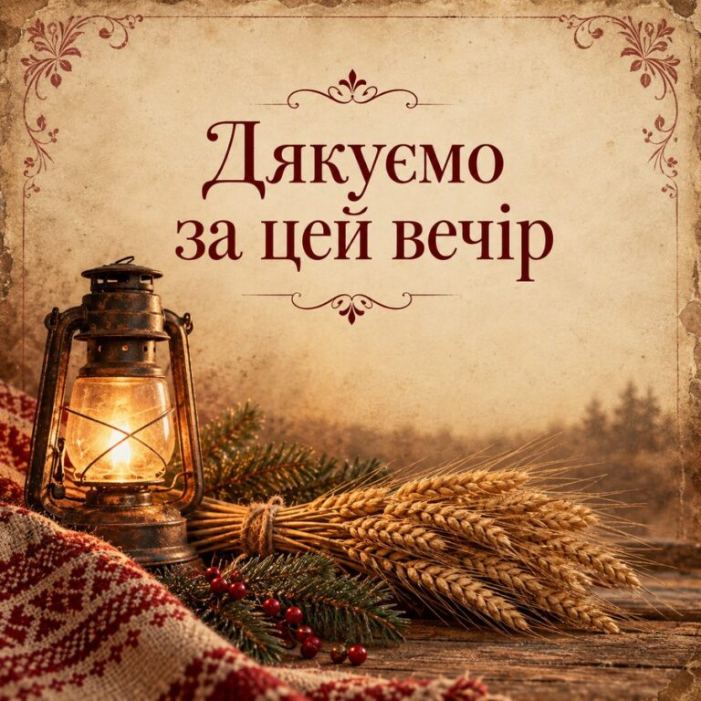 Дякуємо за цей вечір - листівка з привітанням зі Святвечором