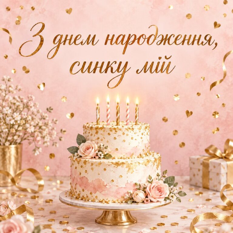 З днем народження, синку мій - листівка з привітанням з Днем народження сину