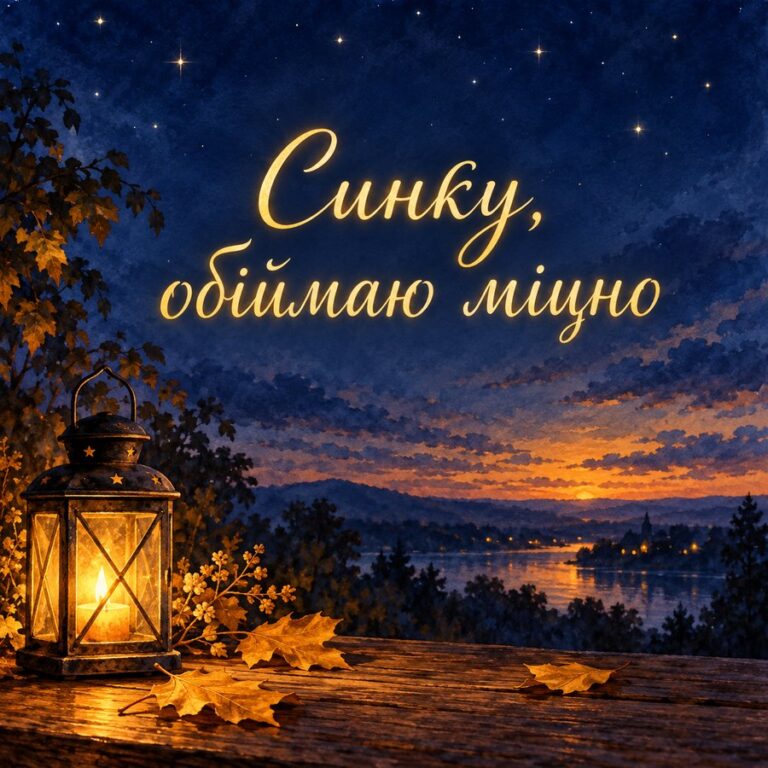 Синку, обіймаю міцно - листівка з привітанням з Днем народження сину