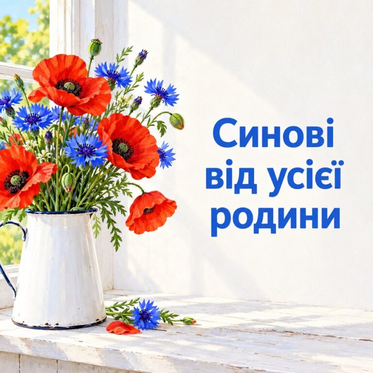 Синові від усієї родини - листівка з привітанням з Днем народження сину