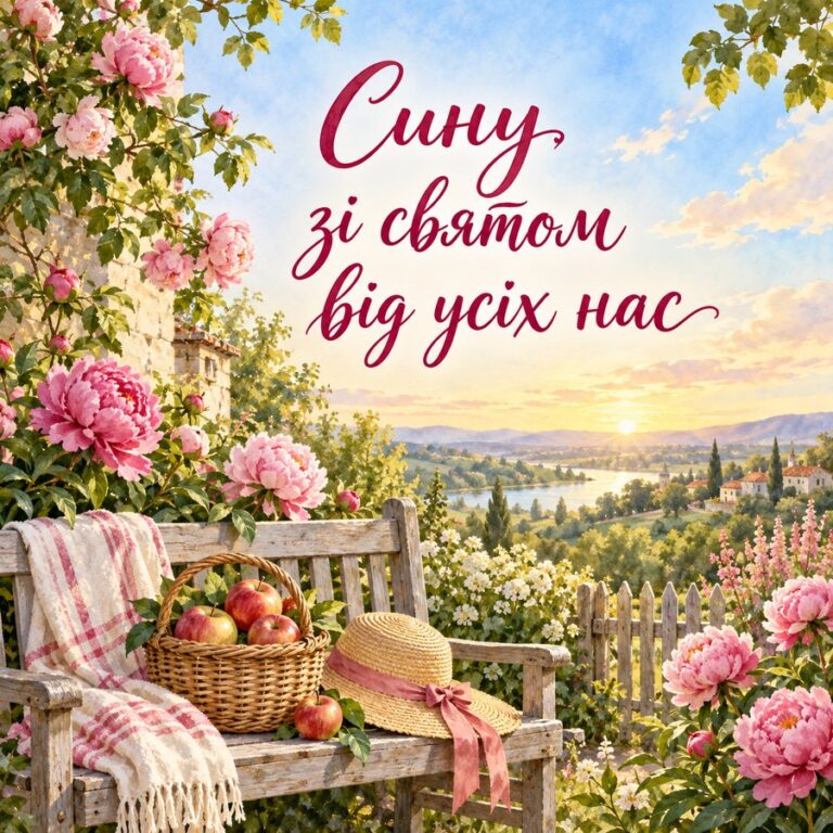 Сину, зі святом від усіх нас - листівка з привітанням з Днем народження сину