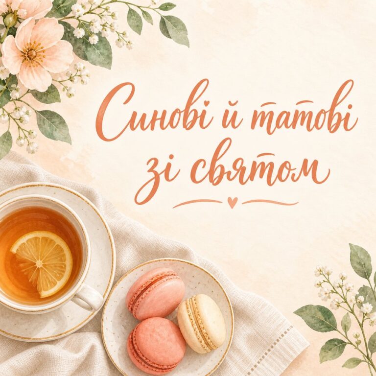 Синові й татові зі святом - листівка з привітанням з Днем народження сину