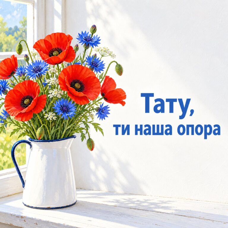 Тату, ти наша опора - листівка з привітанням з Днем народження татові