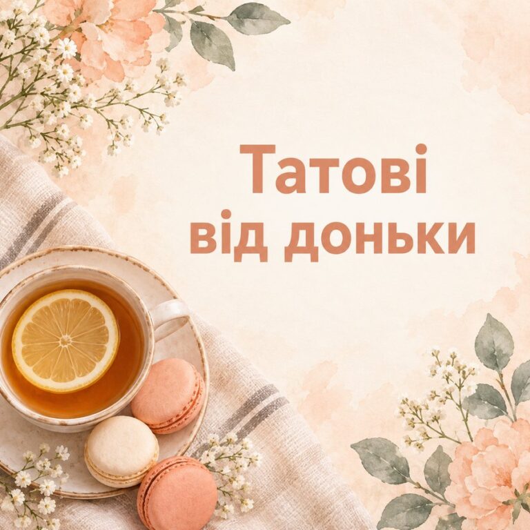 Татові від доньки - листівка з привітанням з Днем народження татові