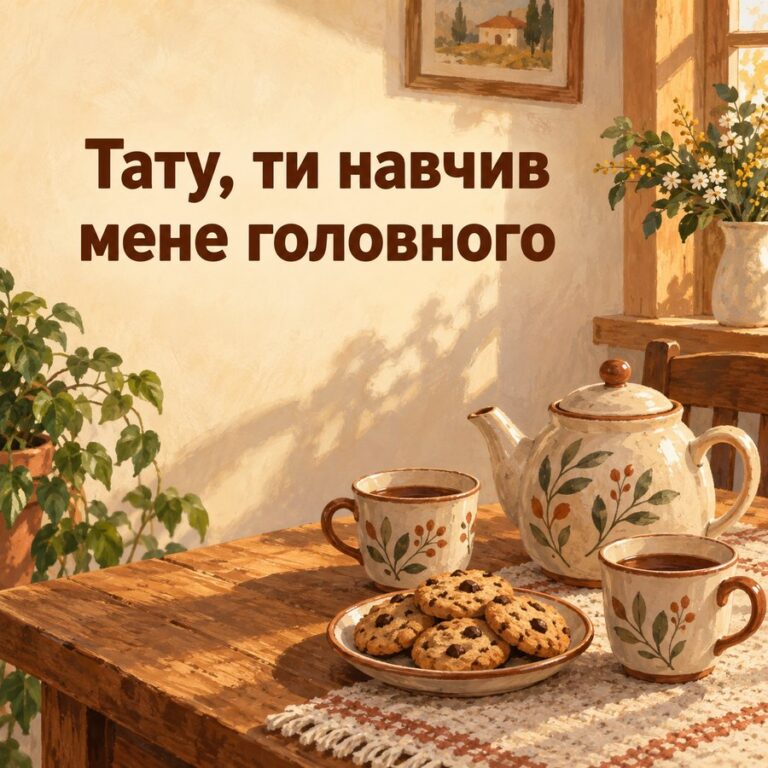 Тату, ти навчив мене головного - листівка з привітанням з Днем народження татові