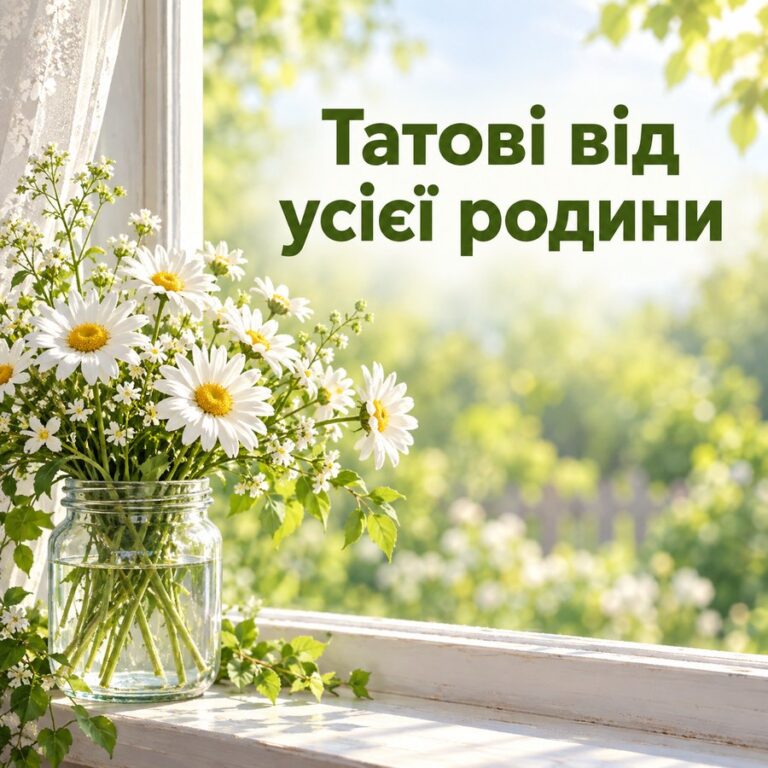 Татові від усієї родини - листівка з привітанням з Днем народження татові