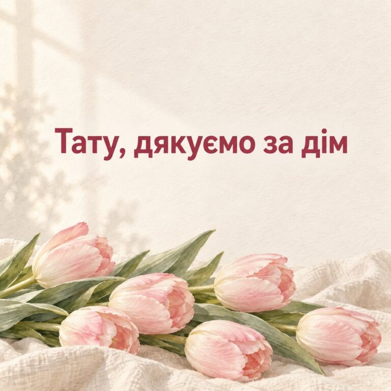 Тату, дякуємо за дім - листівка з привітанням з Днем народження татові