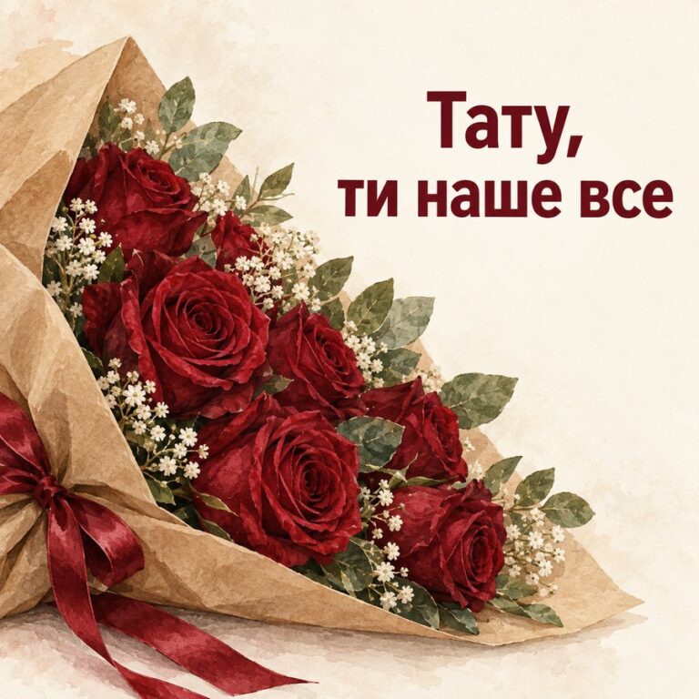 Тату, ти наше все - листівка з привітанням з Днем народження татові