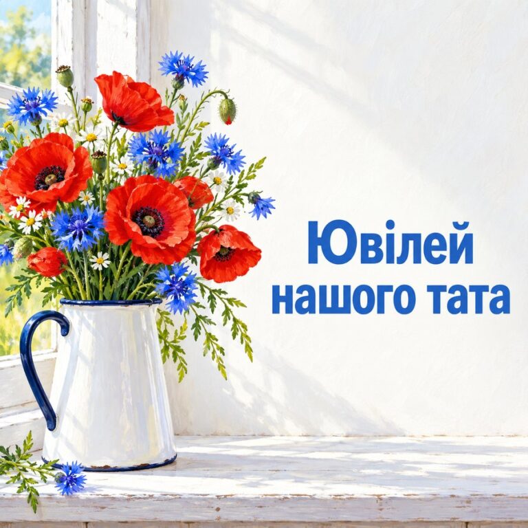 Ювілей нашого тата - листівка з привітанням з Днем народження татові