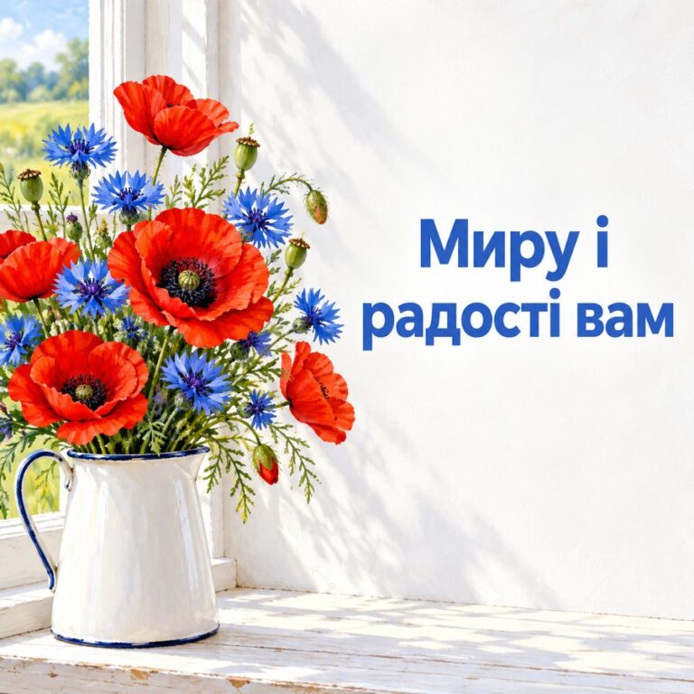 Миру і радості вам - листівка з привітанням з Днем народження тещі