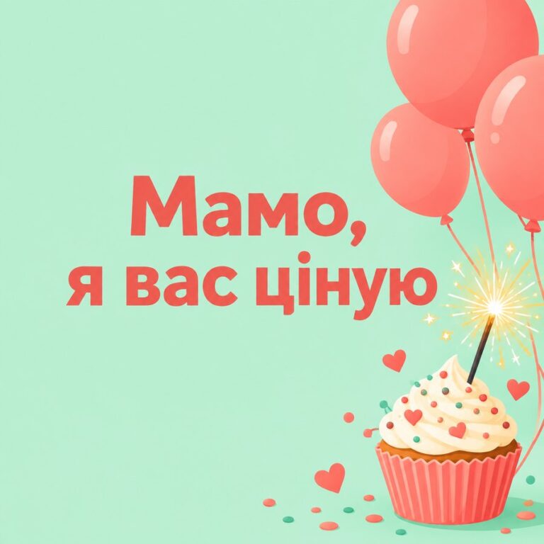 Мамо, я вас ціную - листівка з привітанням з Днем народження тещі