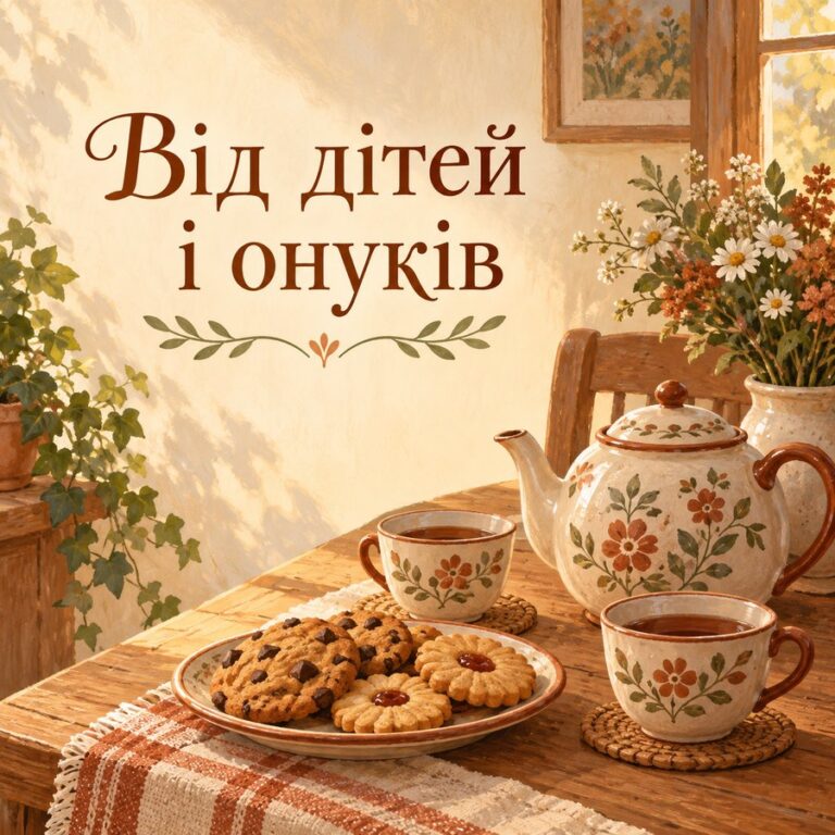 Від дітей і онуків - листівка з привітанням з Днем народження тещі