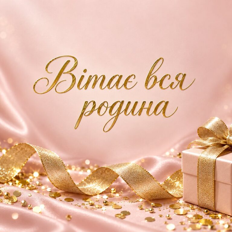Вітає вся родина - листівка з привітанням з Днем народження тещі