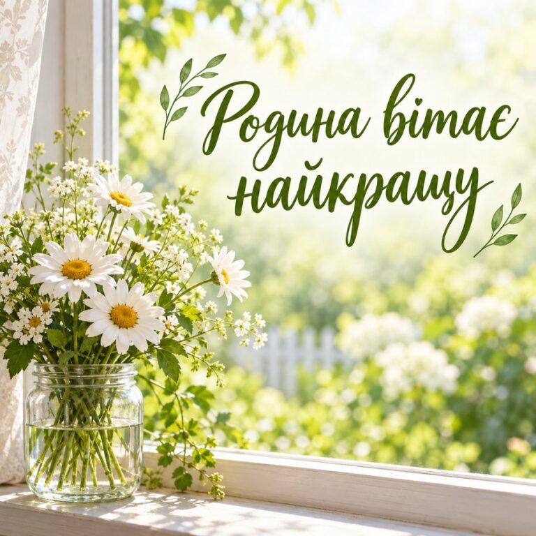 Родина вітає найкращу - листівка з привітанням з Днем народження тещі