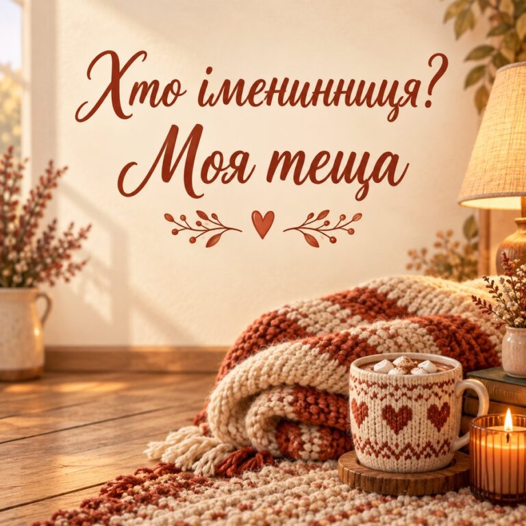 Хто іменинниця? Моя теща - листівка з привітанням з Днем народження тещі