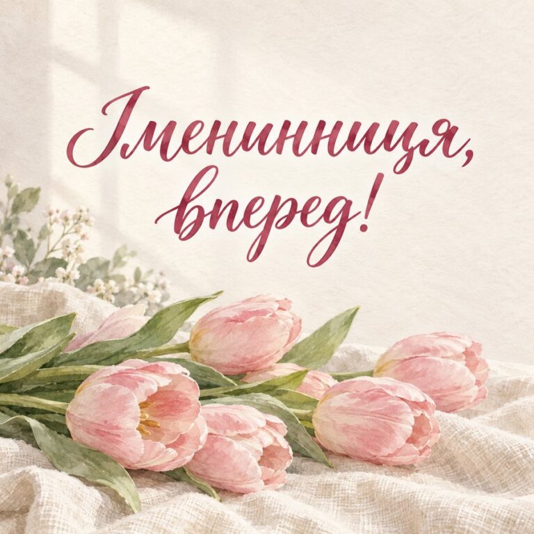 Іменинниця, вперед! - листівка з привітанням з Днем народження тещі