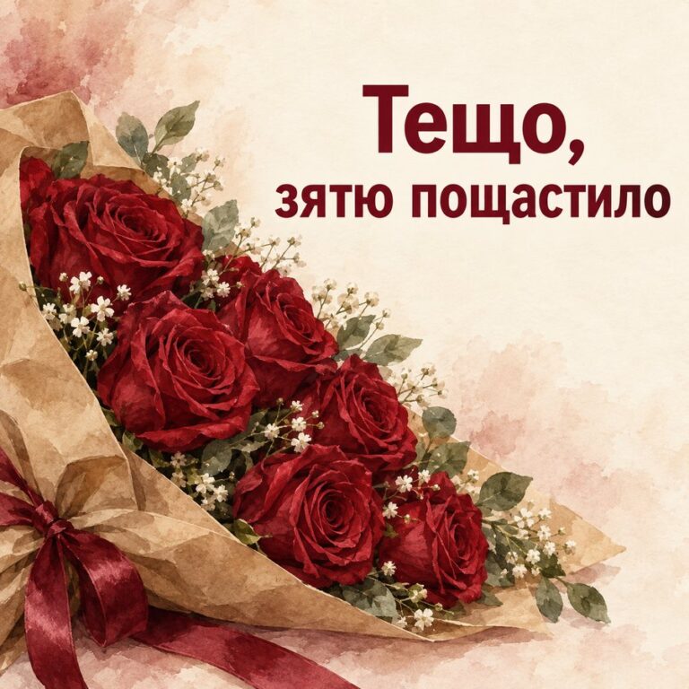 Тещо, зятю пощастило - листівка з привітанням з Днем народження тещі