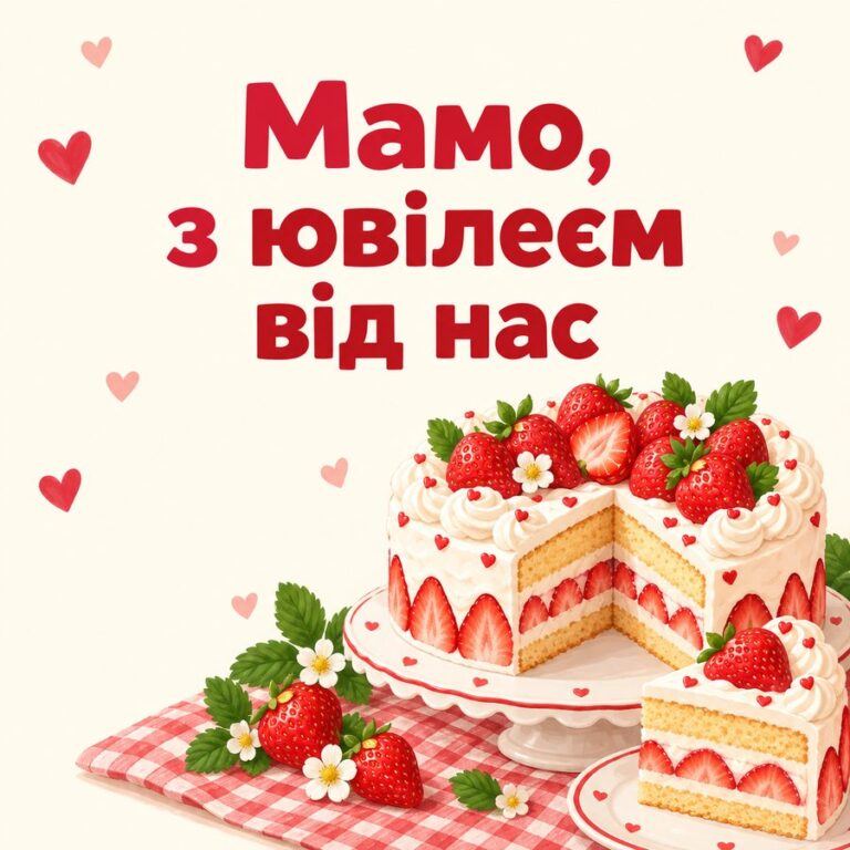 Мамо, з ювілеєм від нас - листівка з привітанням з Днем народження тещі