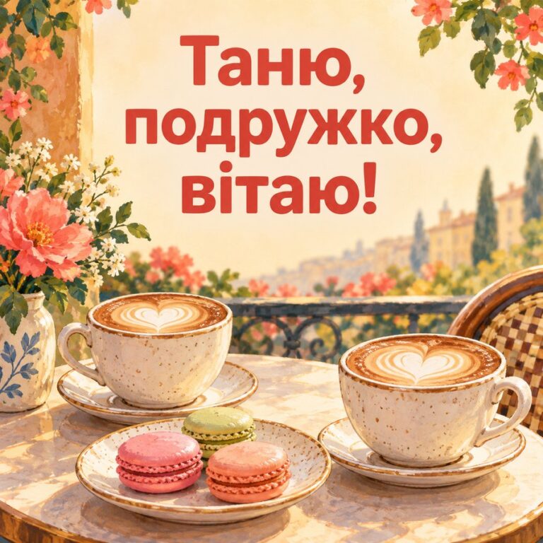 Таню, подружко, вітаю! - листівка з привітанням з днем народження Тетяні