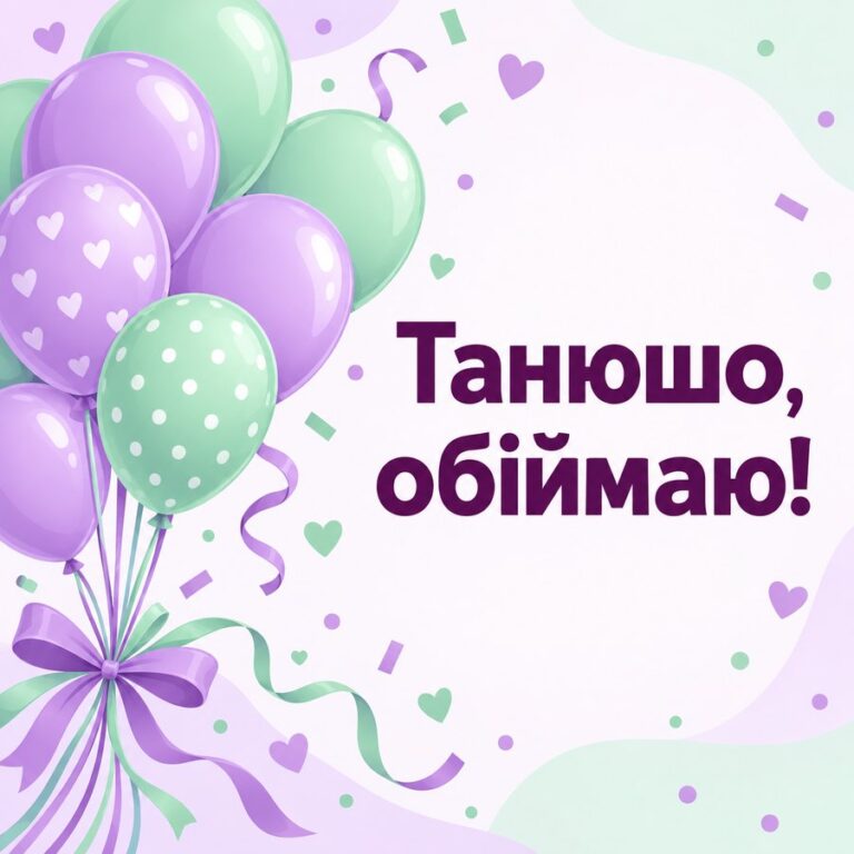 Танюшо, обіймаю! - листівка з привітанням з днем народження Тетяні
