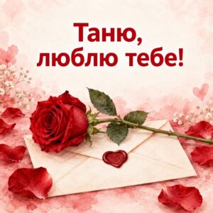 Таню, люблю тебе! - листівка з привітанням з днем народження Тетяні