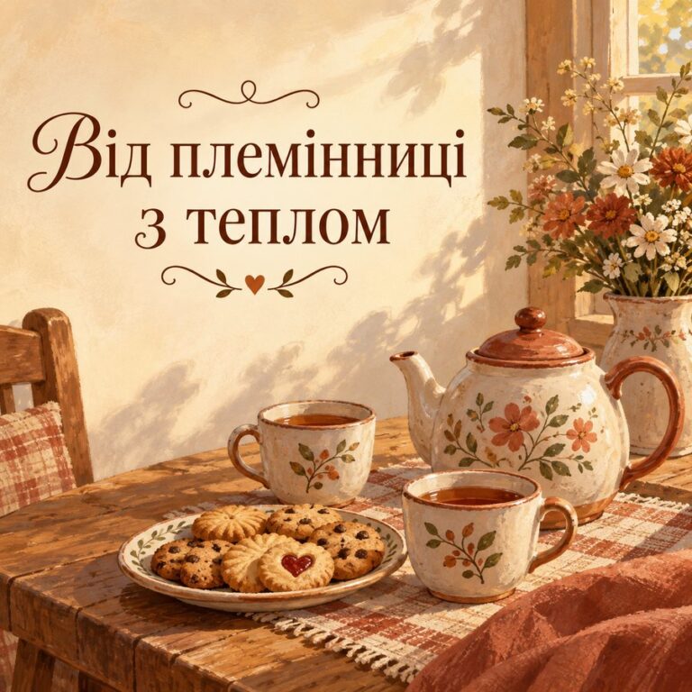 Від племінниці з теплом - листівка з привітанням з Днем народження тітці