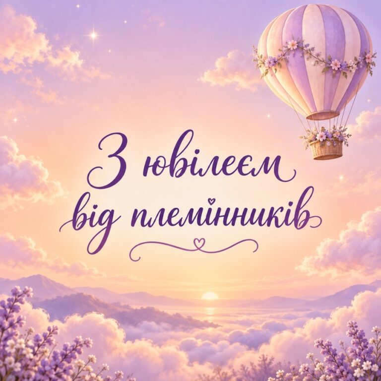 З ювілеєм від племінників - листівка з привітанням з Днем народження тітці
