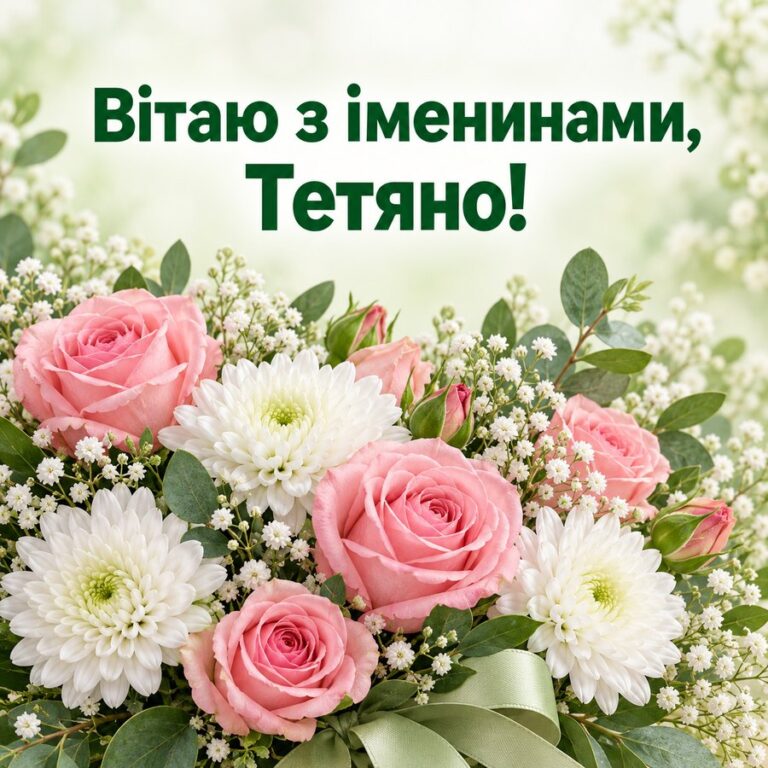 Вітаю з іменинами, Тетяно! - листівка з привітанням з Днем ангела Тетяни