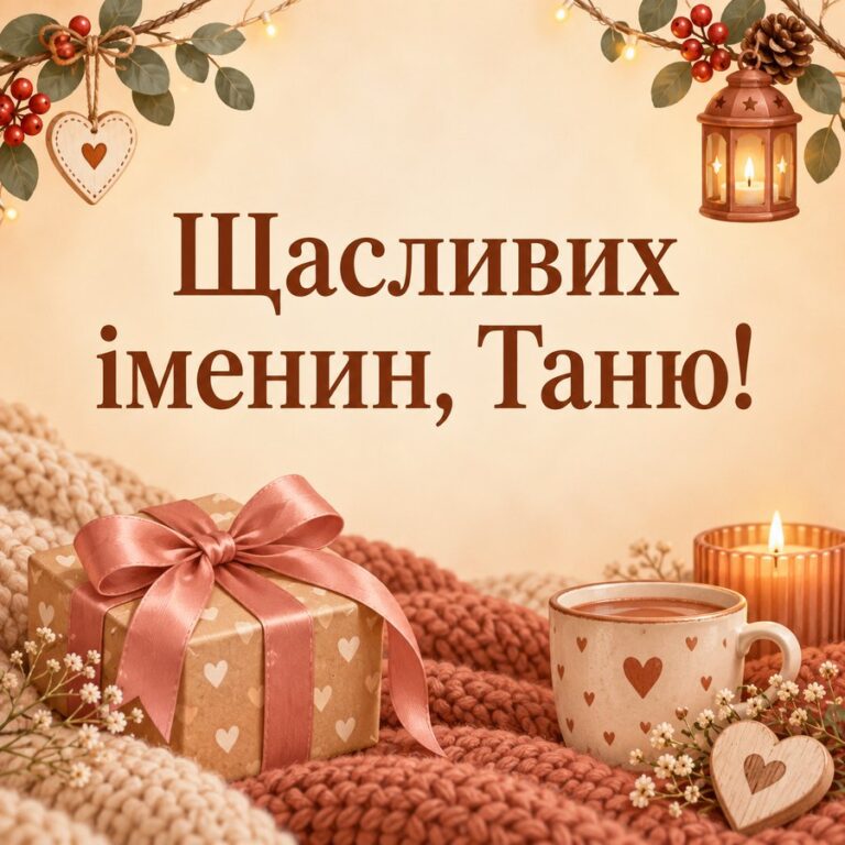 Щасливих іменин, Таню! - листівка з привітанням з Днем ангела Тетяни