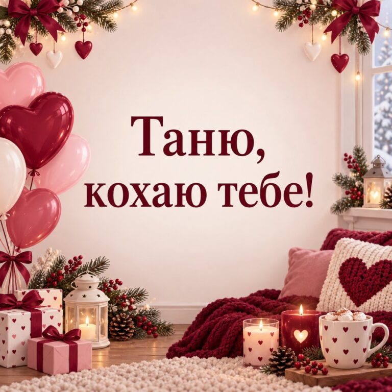 Таню, кохаю тебе! - листівка з привітанням з Днем ангела Тетяни