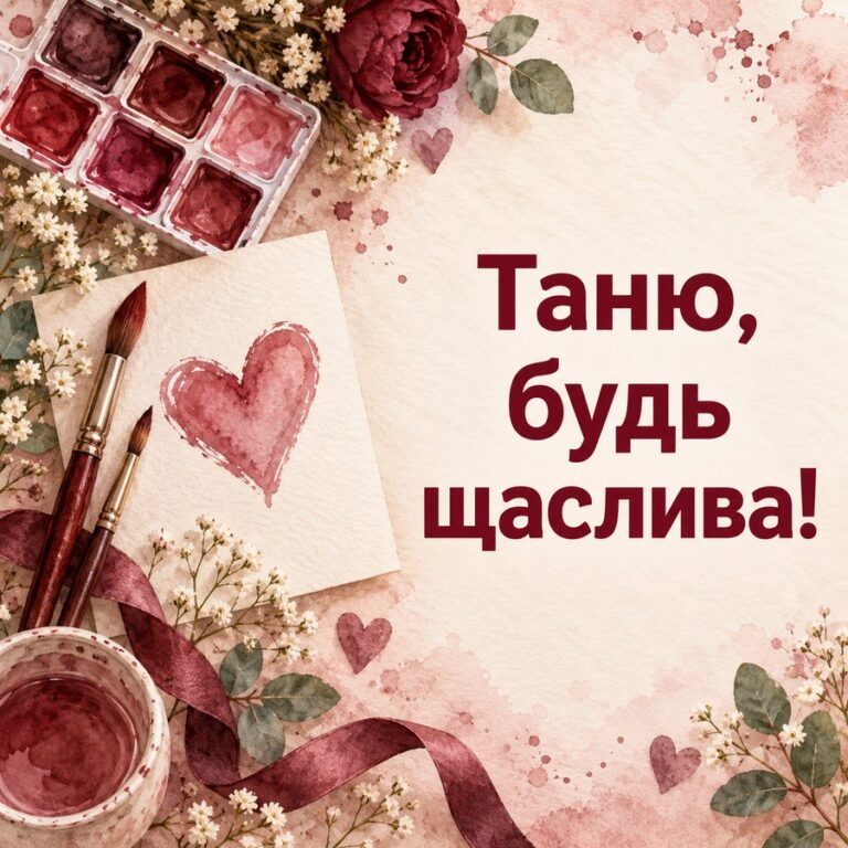 Таню, будь щаслива! - листівка з привітанням з Днем ангела Тетяни