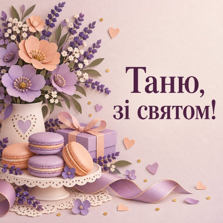 Таню, зі святом! - листівка з привітанням з Днем ангела Тетяни