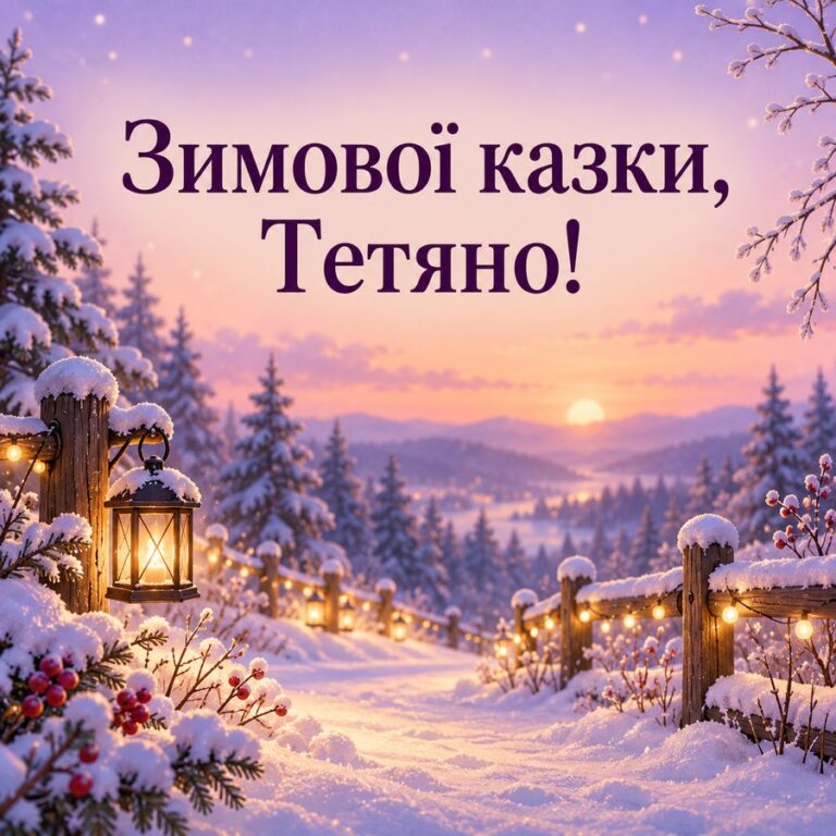 Зимової казки, Тетяно! - листівка з привітанням з Днем ангела Тетяни