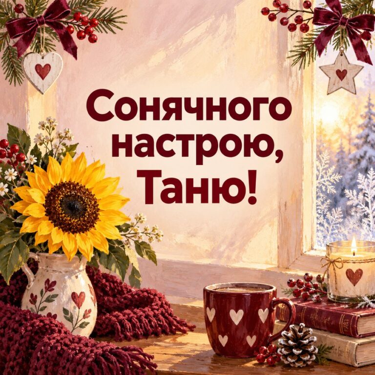 Сонячного настрою, Таню! - листівка з привітанням з Днем ангела Тетяни