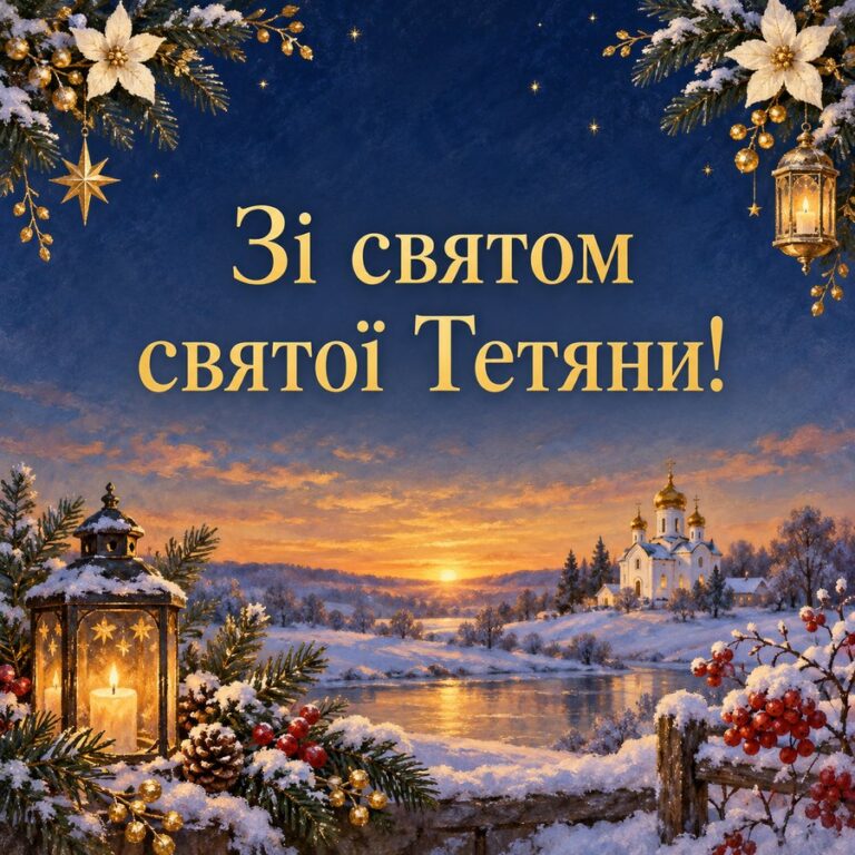 Зі святом святої Тетяни! - листівка з привітанням з Днем ангела Тетяни